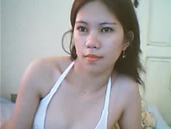 Horny asian strips from her white bikini